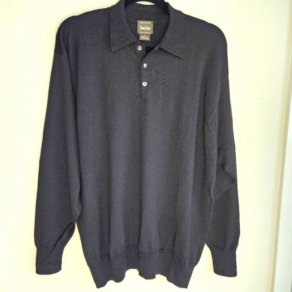 Neiman Marcus EXCLUSIVE Black 100% Merino Wool LS Sweater MADE IN SCOTLAND Med. - Picture 1 of 7